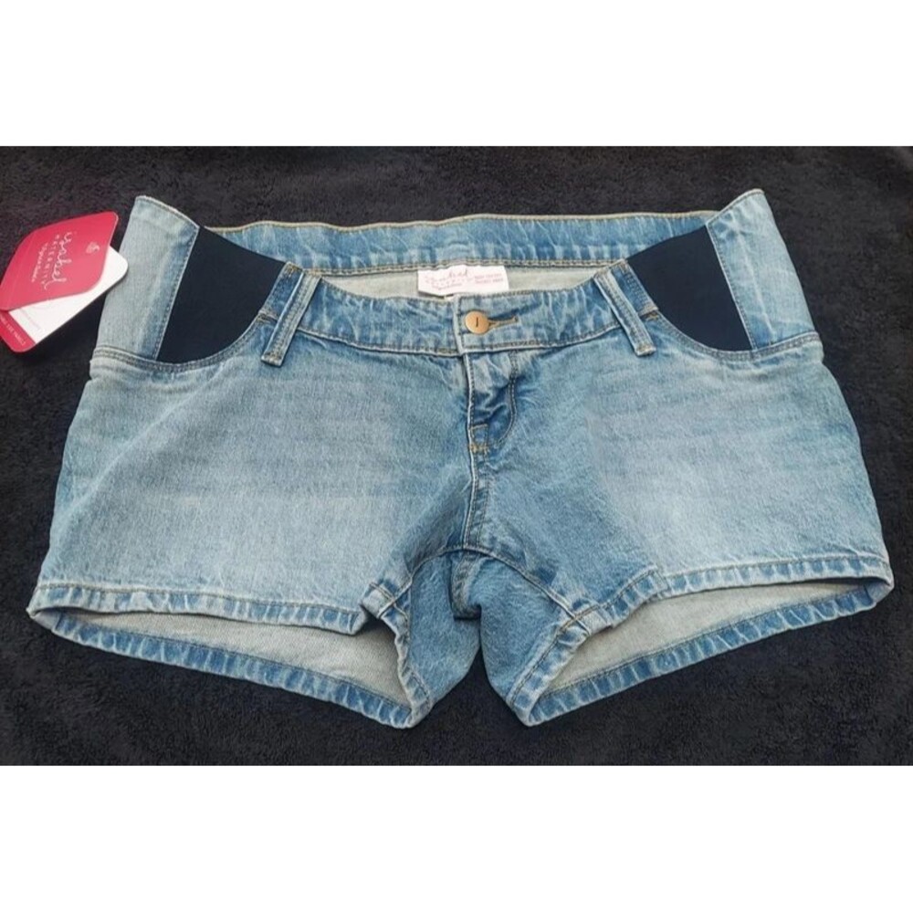 Denim Maternity Shorts Womens Size 2 Light Blue Midi Short Isabel Maternity